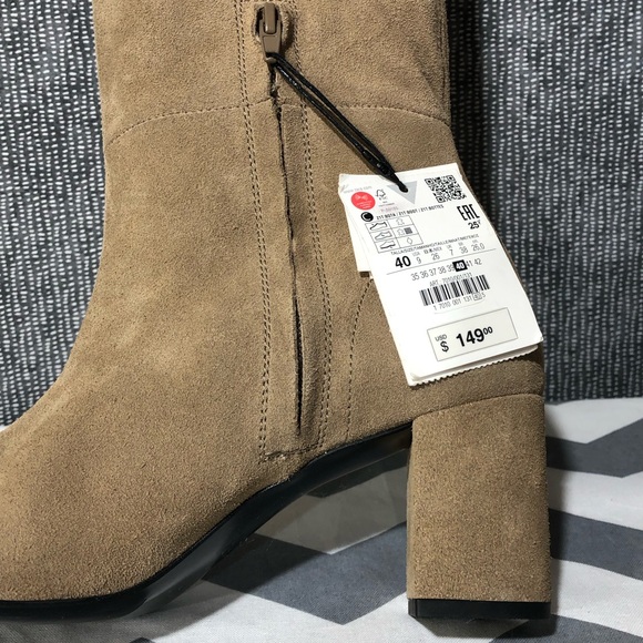 NWT ZARA Knee High Suede Boots - Picture 3 of 16